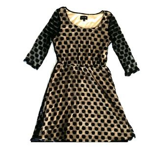Black polkadot dress with nude slip